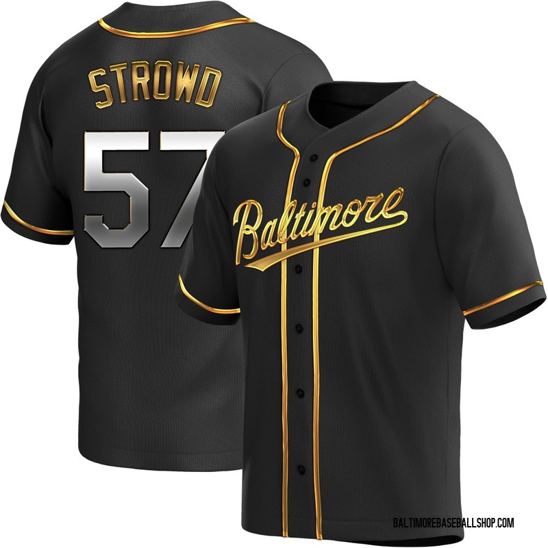 Kade Strowd Men's Baltimore Orioles Alternate Jersey - Black Golden Replica