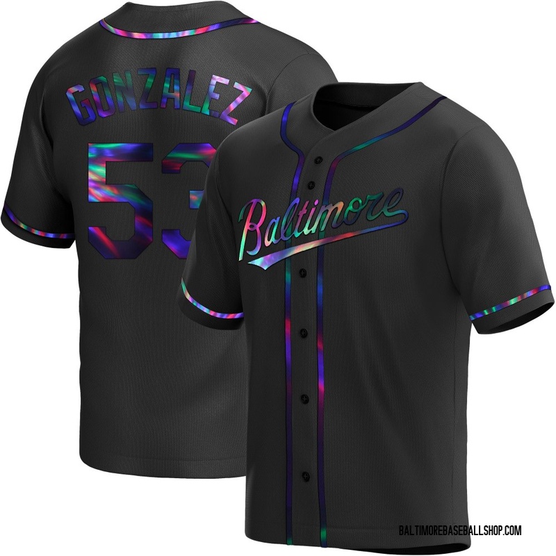Luis Gonzalez Men's Baltimore Orioles Alternate Jersey - Black Holographic Replica